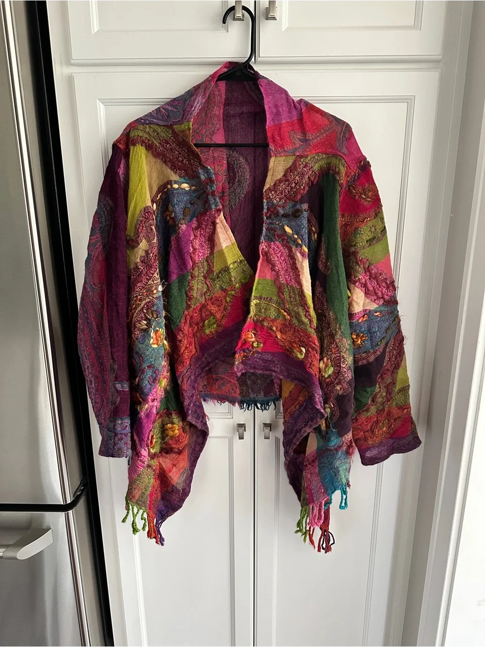 Anu Multicolor Wool Jacket Art to Wear Boho size XL